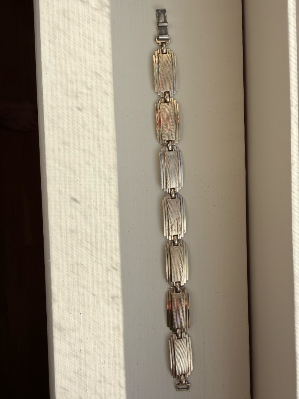 Symmetric Sterling Sliver and 14K gold Art Deco Bracelet